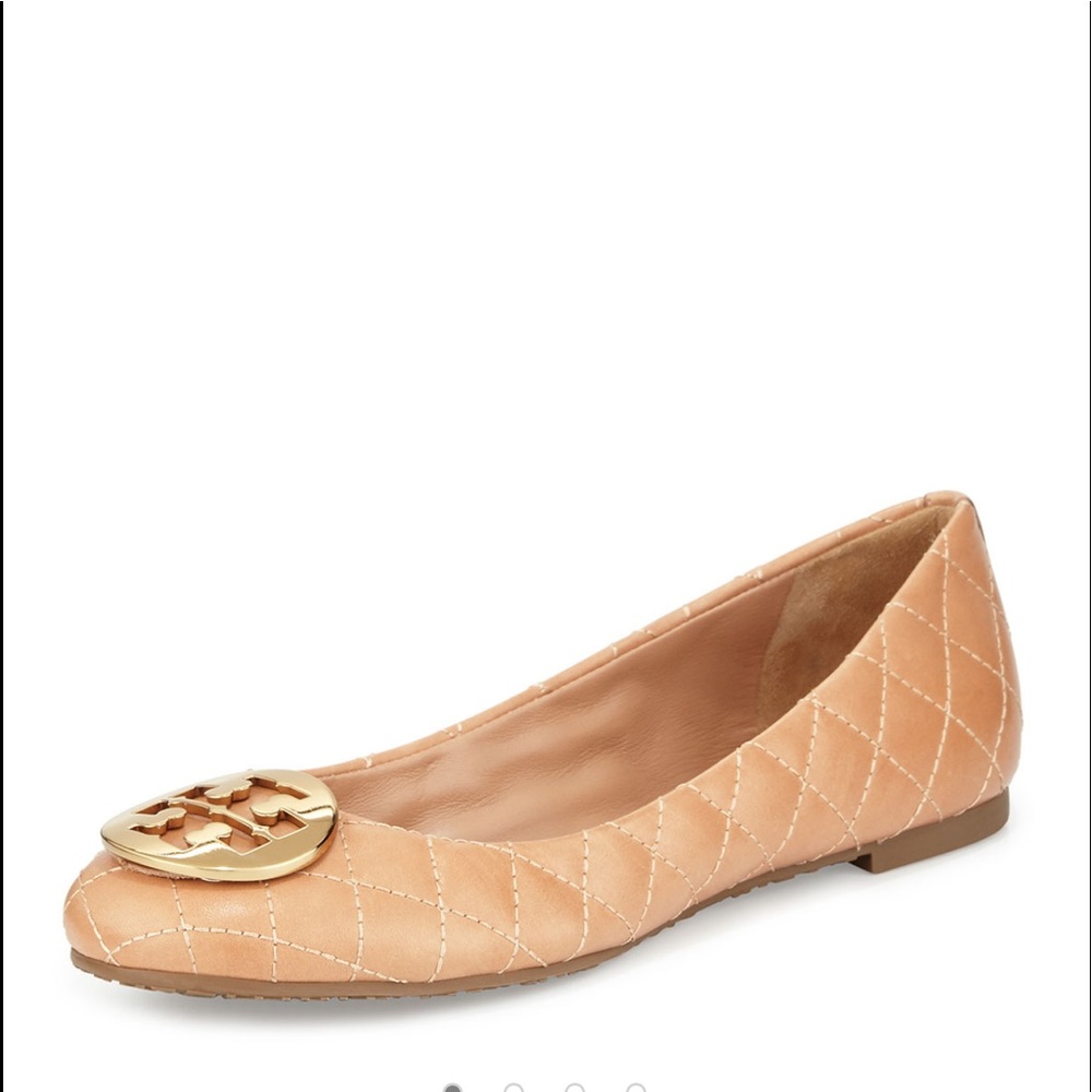 Tory Burch Quilted nude flats